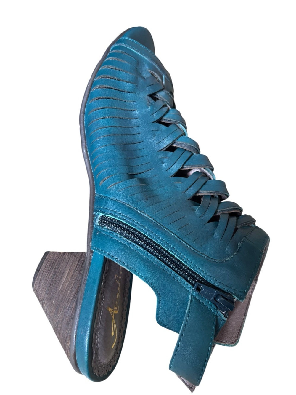 Ayesha aqua leather booties Boho Glam Dopamine Dressing SZ 40